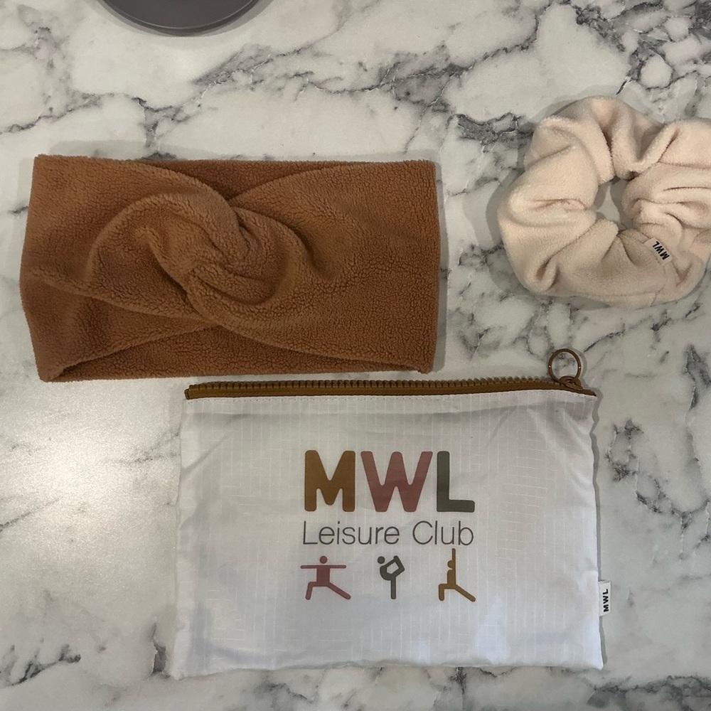 Madewell MWL leisure club 3 piece hair set and travel zip bag